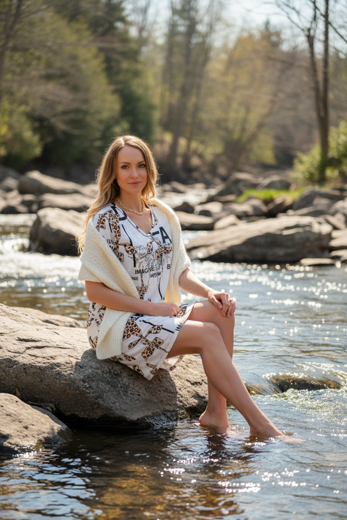 8. Trou baignade Rivière Doncaster + châle tricot crème