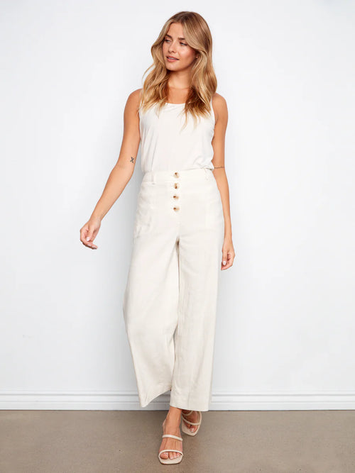 Pantalon Charlie B C5751-771B-100 jambe large naturel pour femme – Élégant et intemporel, parfait pour bureau, sorties et occasions