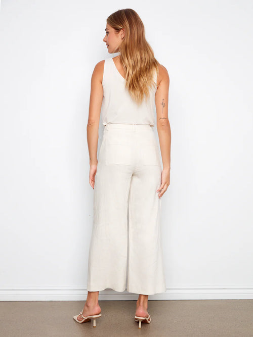 Pantalon Charlie B C5751-771B-100 jambe large naturel pour femme – Élégant et intemporel, parfait pour bureau, sorties et occasions