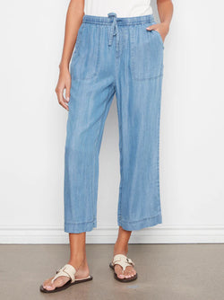 Pantalon Charlie B 5768-578C-156 tencel jambe large bleu moyen pour femme – Léger et confortable, parfait pour quotidien, sorties et week-end