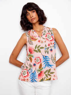 Haut Charlie B 4529RR-510B-P589 rose gardénia imprimé floral pour femme – Féminin et frais, parfait pour été, quotidien, brunch et bureau casual