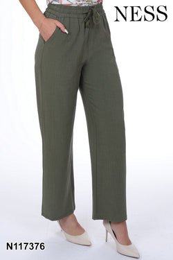 Pantalon Ness N117376 jambe large taille haute pour femme – Élégant et confortable, parfait pour quotidien, sorties et bureau