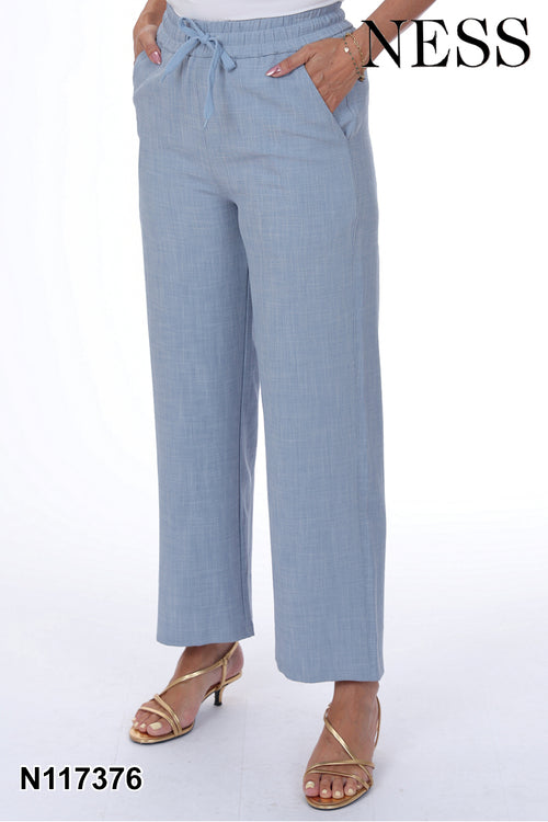 Pantalon Ness N117376 jambe large taille haute pour femme – Élégant et confortable, parfait pour quotidien, sorties et bureau