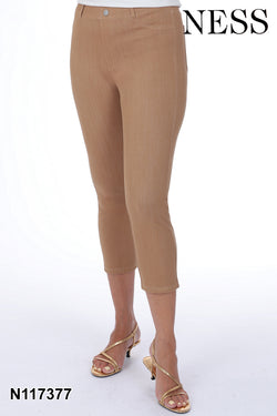 Pantalon Ness N117377 capri camel ajusté pour femme – Élégant et polyvalent, parfait pour quotidien, sorties et vacances