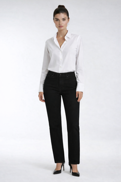 Jean jambe droite taille haute noir Carreli PR-140