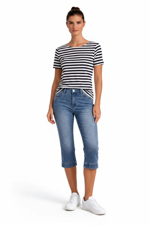 Pantalon Carreli Jeans PR-20-F capri denim bleu pour femme – Élégant et confortable, parfait pour quotidien, sorties et occasions