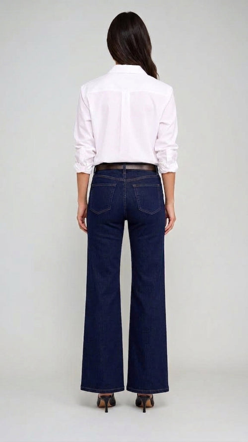 Jean Wide Leg Taille Haute Noir Denim Foncé Carreli PR-9595 — Pour la femme aux silhouettes amples et chics, portez-le avec une chemise rayée au quotidien, un blazer crème au bureau ou un pull oversize le weekend