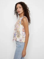Haut Charlie B C4696P-597C-P509 imprimé floral pastel Maui pour femme – Romantique et enchanteur, parfait pour été, terrasse, brunch et vacances