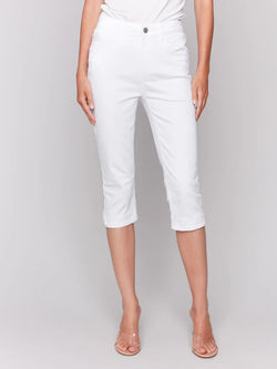 Pantalon Capri Charlie B C5514RR-618A-002 blanc pour femme – Élégant et polyvalent, parfait pour été, quotidien, bureau et vacances