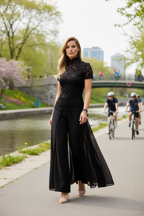 Canal Lachine - pantalon blanc tailleur, promenade