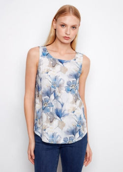 Haut Charlie B C4588R-787A-P991 camisole imprimé floral bleu pour femme – Léger et élégant, parfait pour quotidien, sorties et vacances