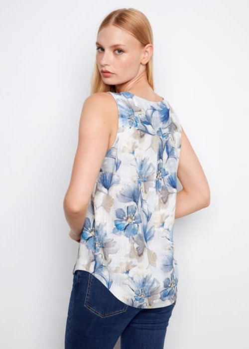 Haut Charlie B C4588R-787A-P991 camisole imprimé floral bleu pour femme – Léger et élégant, parfait pour quotidien, sorties et vacances