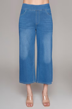 Pantalon Complic K 36082 denim trois quarts bleu pour femme – Décontracté et confortable, parfait pour quotidien, sorties et week-end