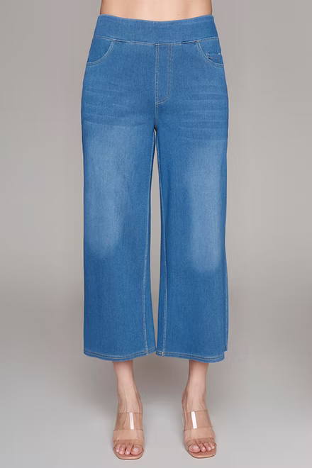 Pantalon Complic K 36082 denim trois quarts bleu pour femme – Décontracté et confortable, parfait pour quotidien, sorties et week-end