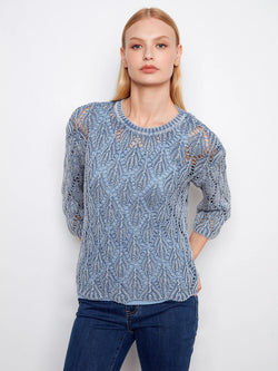 Chandail Charlie B C2959-525C-012 crochet brume pour femme – Léger et ajouré, parfait pour quotidien, sorties et vacances
