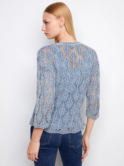 Chandail Charlie B C2959-525C-012 crochet brume pour femme – Léger et ajouré, parfait pour quotidien, sorties et vacances