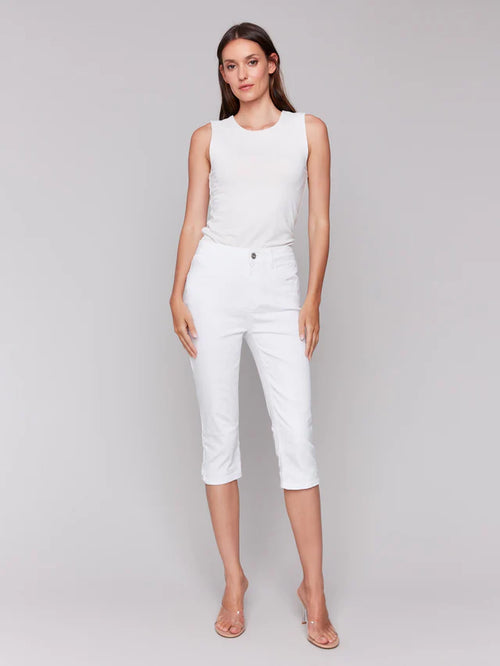 Pantalon Capri Charlie B C5514RR-618A-002 blanc pour femme – Élégant et polyvalent, parfait pour été, quotidien, bureau et vacances