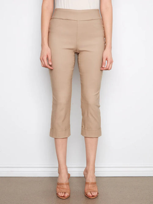 Pantalon Charlie B C5259TTP-560A-300 capri grège pull-on pour femme – Confortable et élégant, parfait pour quotidien, sorties, voyage et été