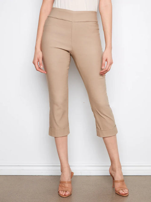 Pantalon Charlie B C5259TTP-560A-300 capri grège pull-on pour femme – Confortable et élégant, parfait pour quotidien, sorties, voyage et été