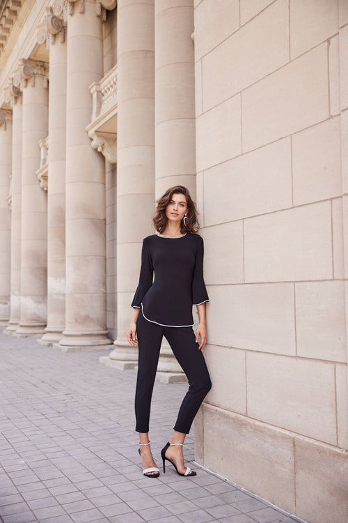 Pantalon noir Frank Lyman 209027 à coupe ajustée et taille lisse pour une silhouette élégante et épurée