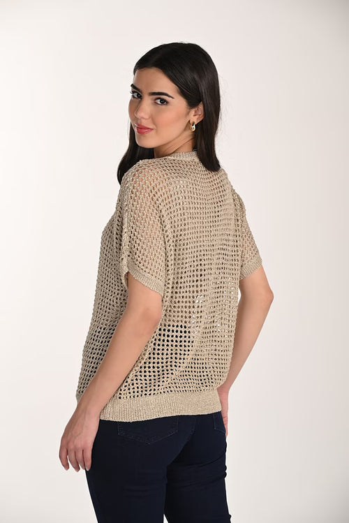 Chandail doré à finition lumineuse Frank Lyman 266568 – Élégance glamour et confort pour la femme moderne, du quotidien aux occasions spéciales