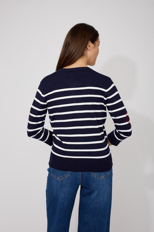 Chandail chic à contrastes bleu nuit et blanc Frank Lyman – Modèle 266355