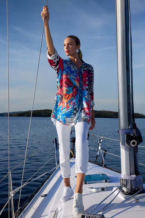 Haut Frank Lyman 266560 pour femme – Haut fluide à imprimé vibrant au style chic et contemporain