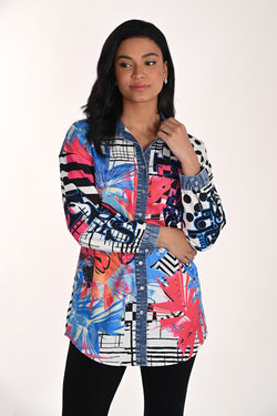 Haut fluide à imprimé floral vibrant Frank Lyman 266560 – Élégance féminine et colorée pour la femme moderne, du quotidien aux occasions spéciales