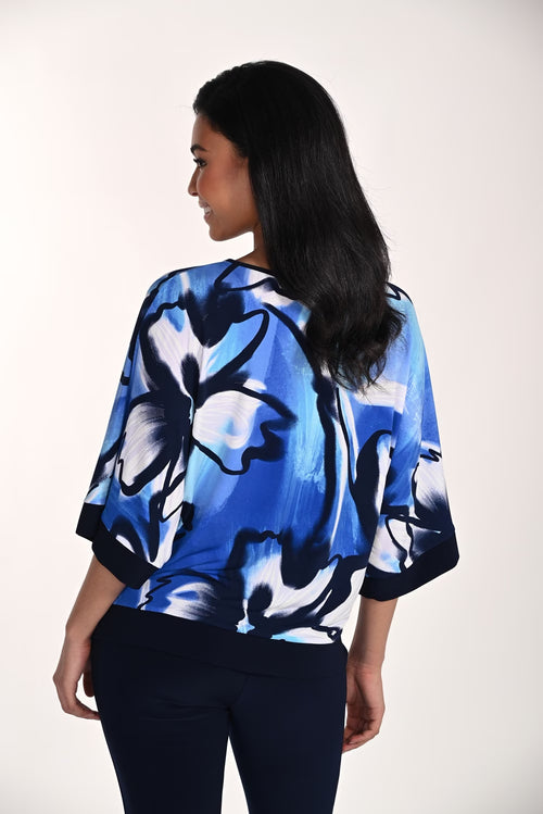 Haut bleu nuit à col rond et détails brillants Frank Lyman 266348 – Élégance raffinée et sophistication nocturne pour la femme moderne, du bureau aux sorties chic