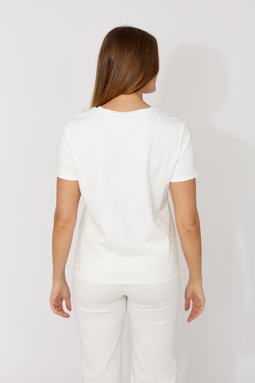 T-shirt Frank Lyman 266589 pour femme – T-shirt blanc à message décoratif au style doux et moderne