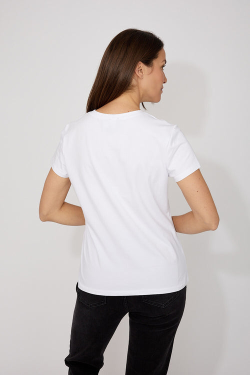 T-shirt blanc Frank Lyman à manches courtes avec imprimé LOVE et motif lèvres, conçu pour un style audacieux et moderne – Modèle 266530