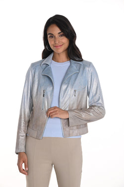 Veste en tricot bleu pâle avec dégradé or Frank Lyman 256799 – Pièce d'exception glamour et raffinée pour la femme moderne, des sorties chic aux occasions spéciales
