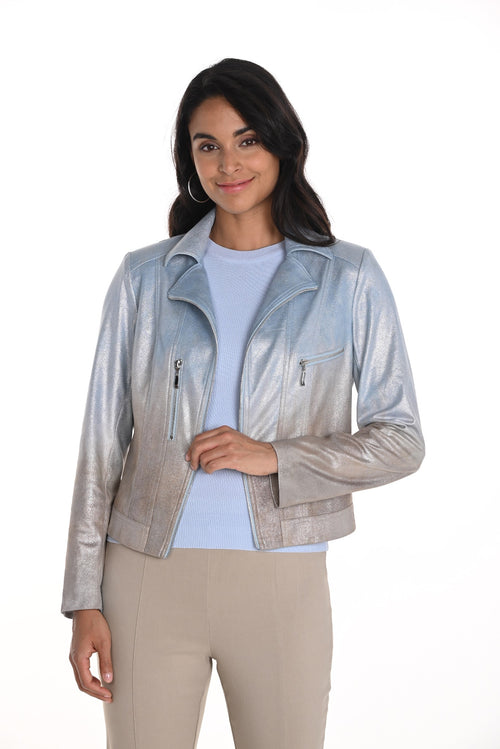 Veste en tricot bleu pâle avec dégradé or Frank Lyman 256799 – Pièce d'exception glamour et raffinée pour la femme moderne, des sorties chic aux occasions spéciales