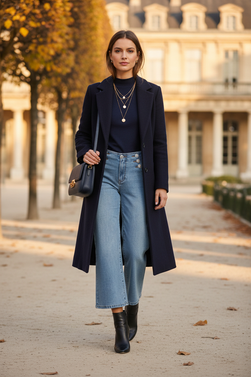 Jean 266523 – Look 5 – Veste longue marine Paris