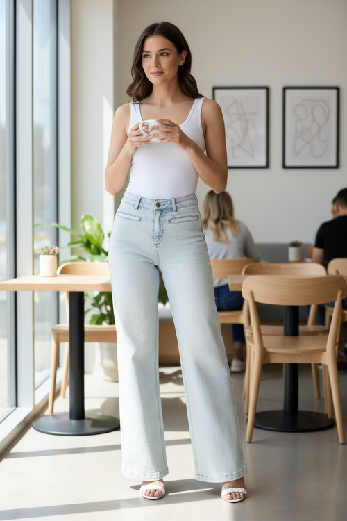 Jean bleu pâle - lifestyle café