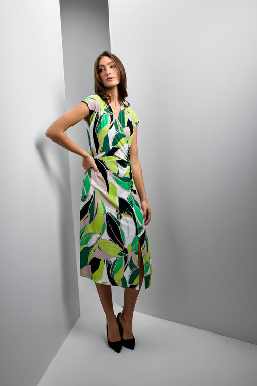 Robe Joseph Ribkoff 241201 – Midi Floral Tropical Vanilla & Multi, Pour la Femme Chic & Élégante