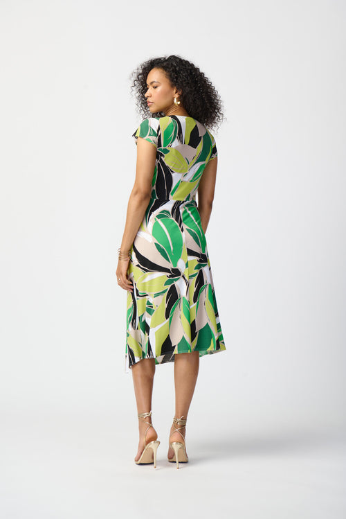 Robe Joseph Ribkoff 241201 – Midi Floral Tropical Vanilla & Multi, Pour la Femme Chic & Élégante