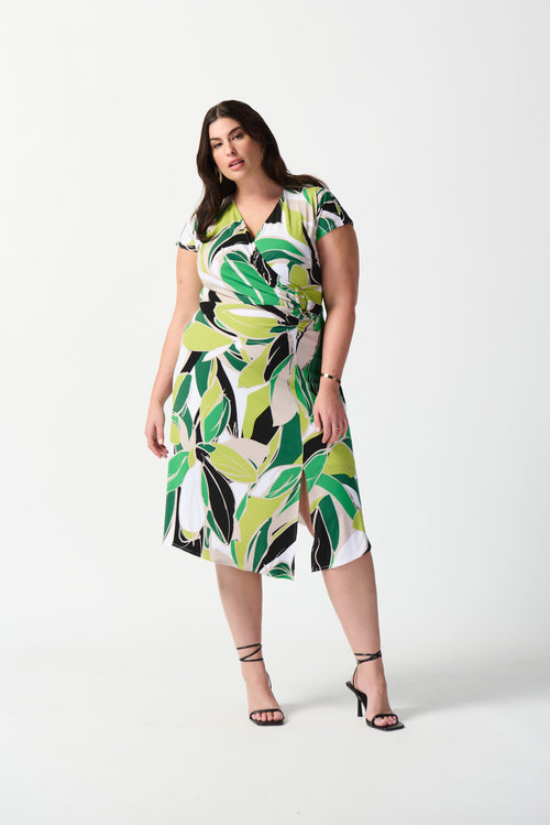 Robe Joseph Ribkoff 241201 – Midi Floral Tropical Vanilla & Multi, Pour la Femme Chic & Élégante
