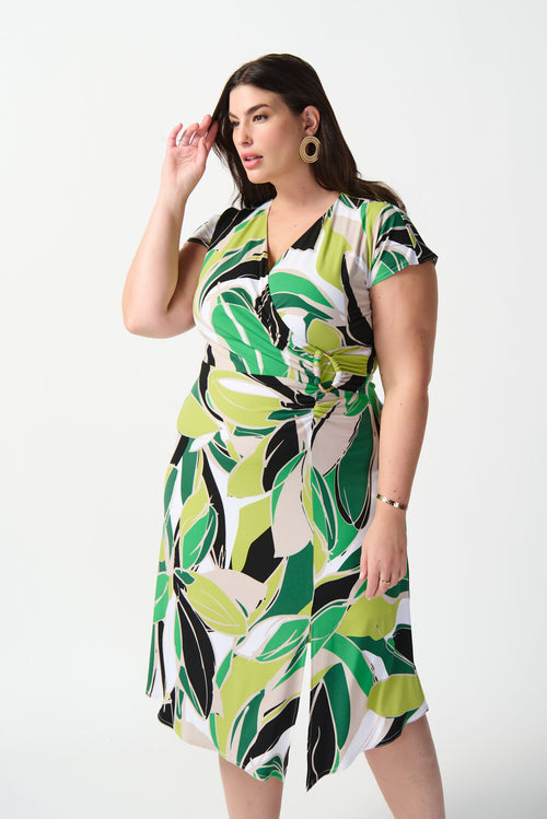 Robe Joseph Ribkoff 241201 – Midi Floral Tropical Vanilla & Multi, Pour la Femme Chic & Élégante