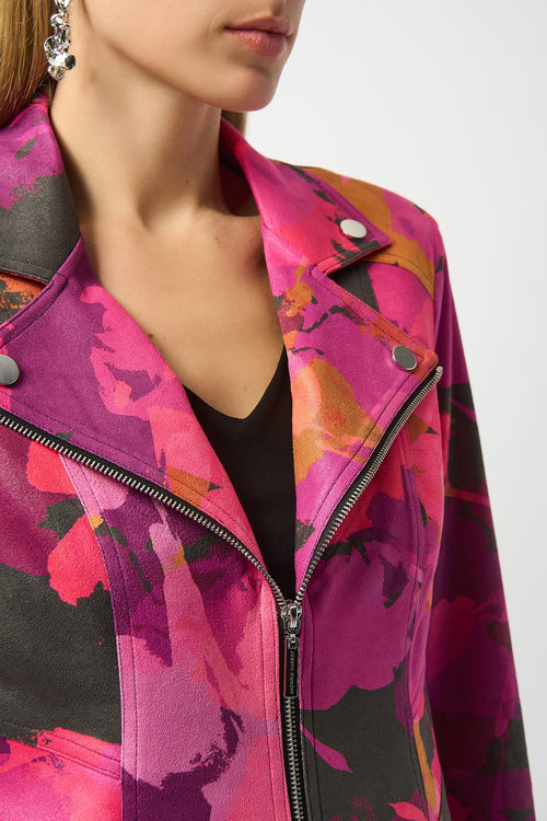 Veste Joseph Ribkoff 253954 imprimé floral fuchsia orange pour femme – Féminine et colorée, parfaite pour occasions et sorties