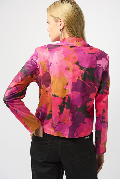 Veste Joseph Ribkoff 253954 imprimé floral fuchsia orange pour femme – Féminine et colorée, parfaite pour occasions et sorties
