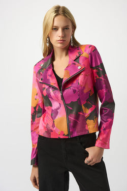 Veste Joseph Ribkoff 253954 imprimé floral fuchsia orange pour femme – Féminine et colorée, parfaite pour occasions et sorties