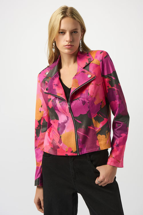 Veste Joseph Ribkoff 253954 imprimé floral fuchsia orange pour femme – Féminine et colorée, parfaite pour occasions et sorties