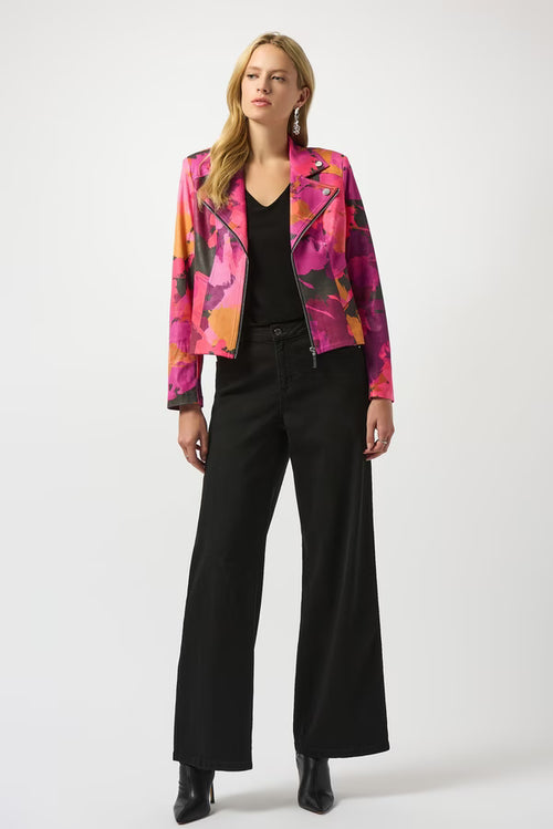 Veste Joseph Ribkoff 253954 imprimé floral fuchsia orange pour femme – Féminine et colorée, parfaite pour occasions et sorties