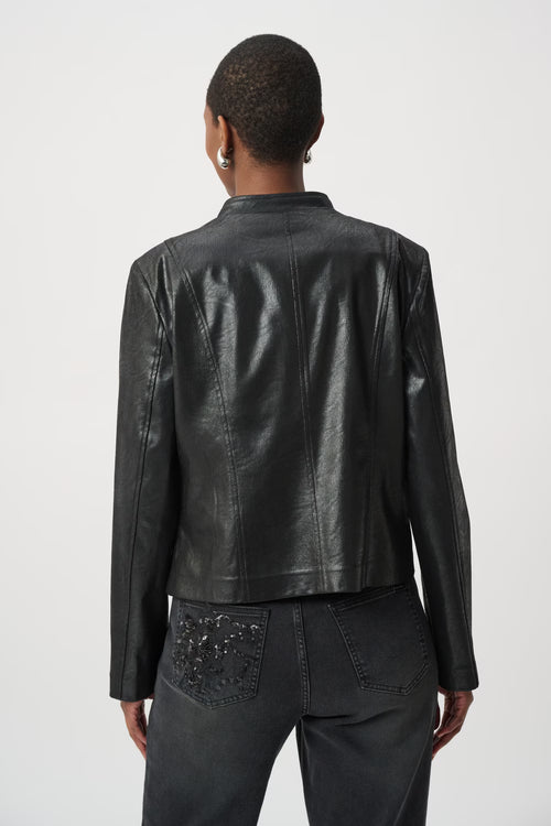 Veste Similicuir Fleurs Sculptées Joseph Ribkoff – Noir | SKU 264906 | Pour la femme audacieuse | Soirées & Occasions spéciales