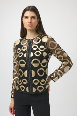 Veste structurée noire et or à manches longues – Joseph Ribkoff 254923