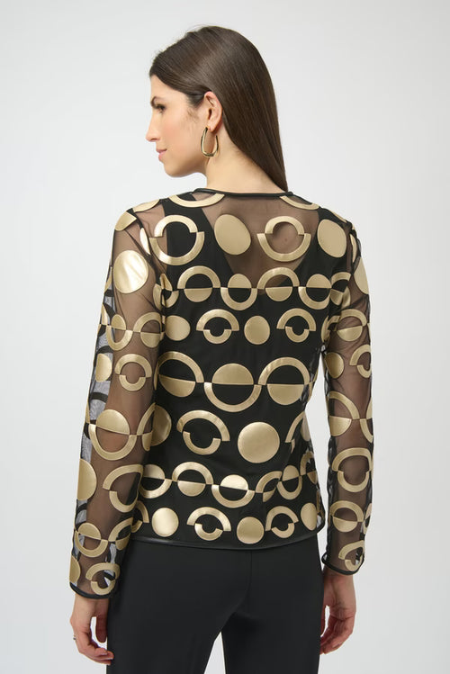 Veste structurée noire et or à manches longues – Joseph Ribkoff 254923