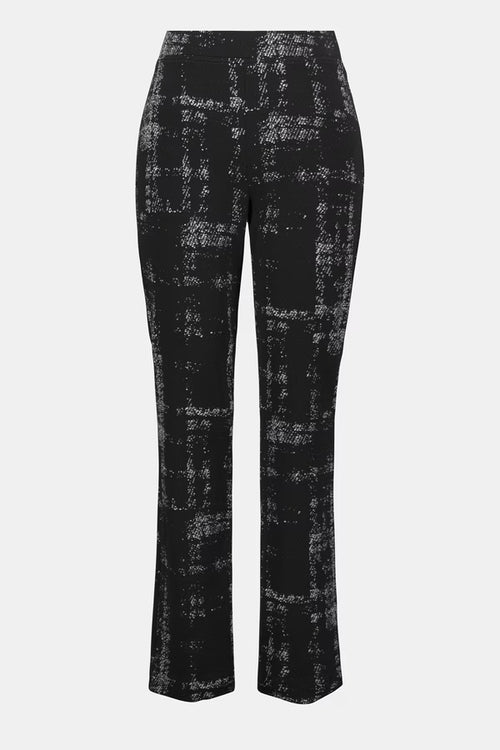 Pantalon Joseph Ribkoff 253179 imprimé graphique noir blanc pour femme – Ajusté et élégant, parfait pour bureau et occasions