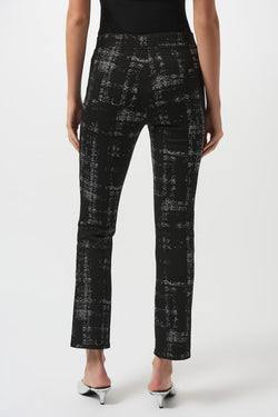 Pantalon Joseph Ribkoff 253179 imprimé graphique noir blanc pour femme – Ajusté et élégant, parfait pour bureau et occasions