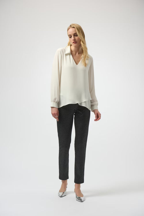 Pantalon noir élégant avec accents argentés Joseph Ribkoff – Modèle 254143